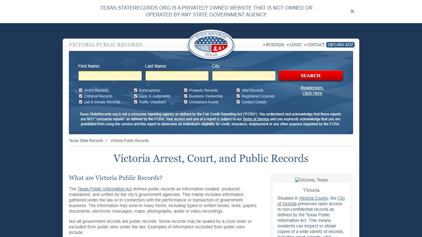 Victoria Arrest and Public Records | Texas.StateRecords.org